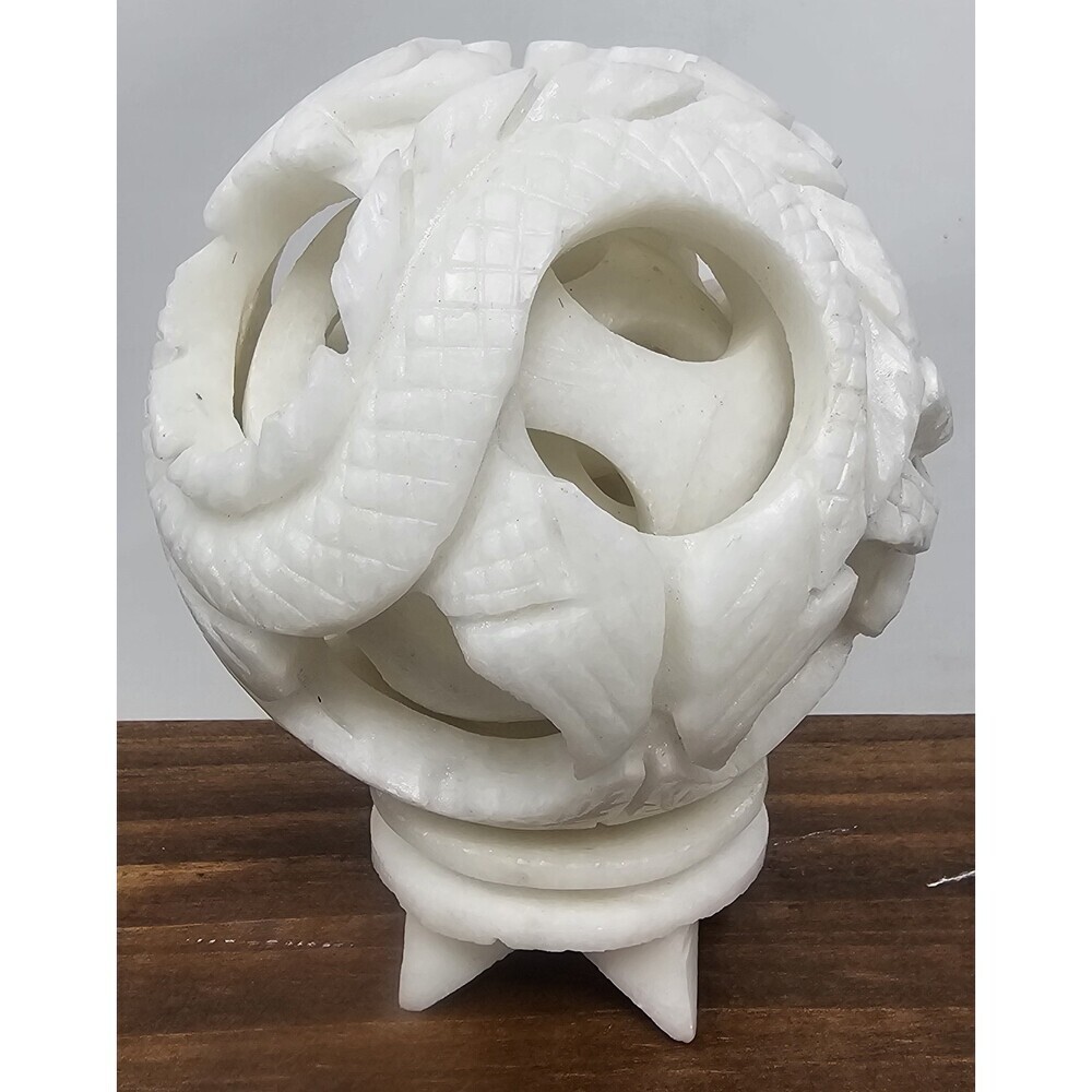Hand Carved White Soapstone Linglong Generation Chinese Nesting Puzzle Ball - Picture 2 of 10